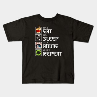 Eat Sleep Anime Repeat - anime lover gift idea birthday christmas kawaii chibi funny ramen sushi lover japanese gifts for men women girls kids Kids T-Shirt